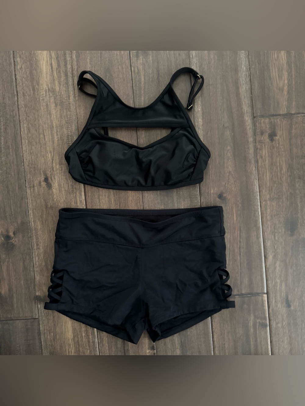Target Black Two Piece Swimsuit Top XXS and Boy Shorts S